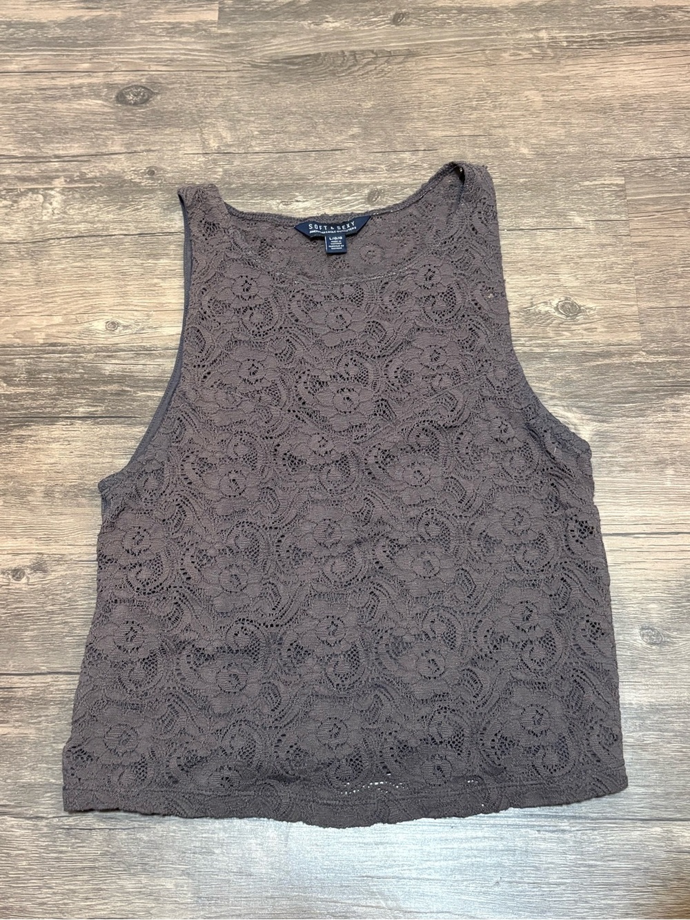 American Eagle Outfitters Brown Crochet Lace Tank Top